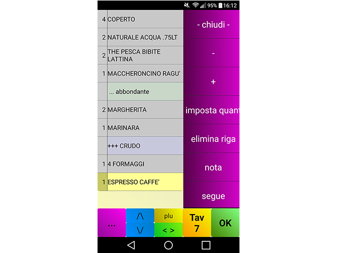 Software gestionale comande SirioTrade per camerieri con palmari Android articoli